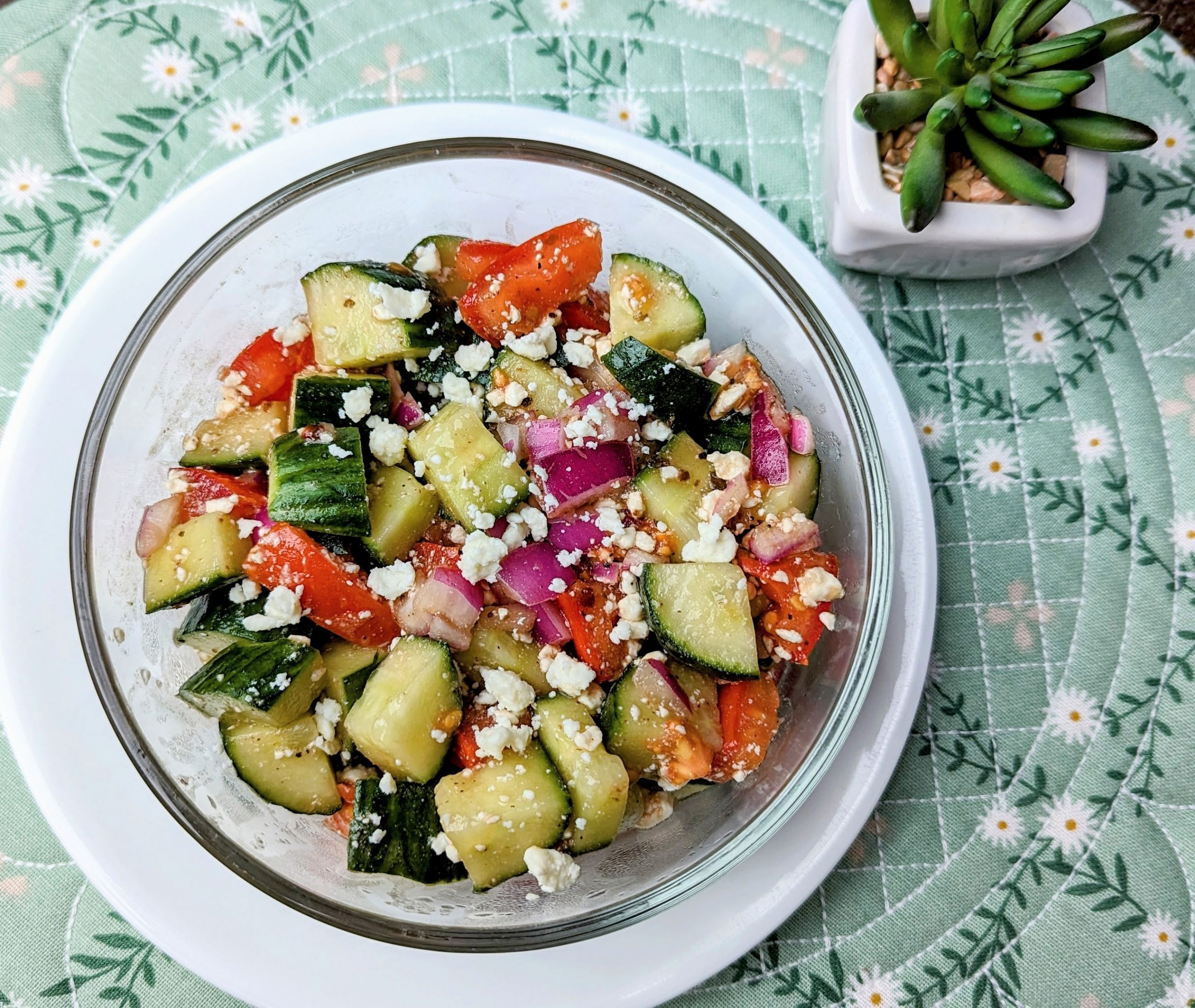 english cucumber salad in bowl