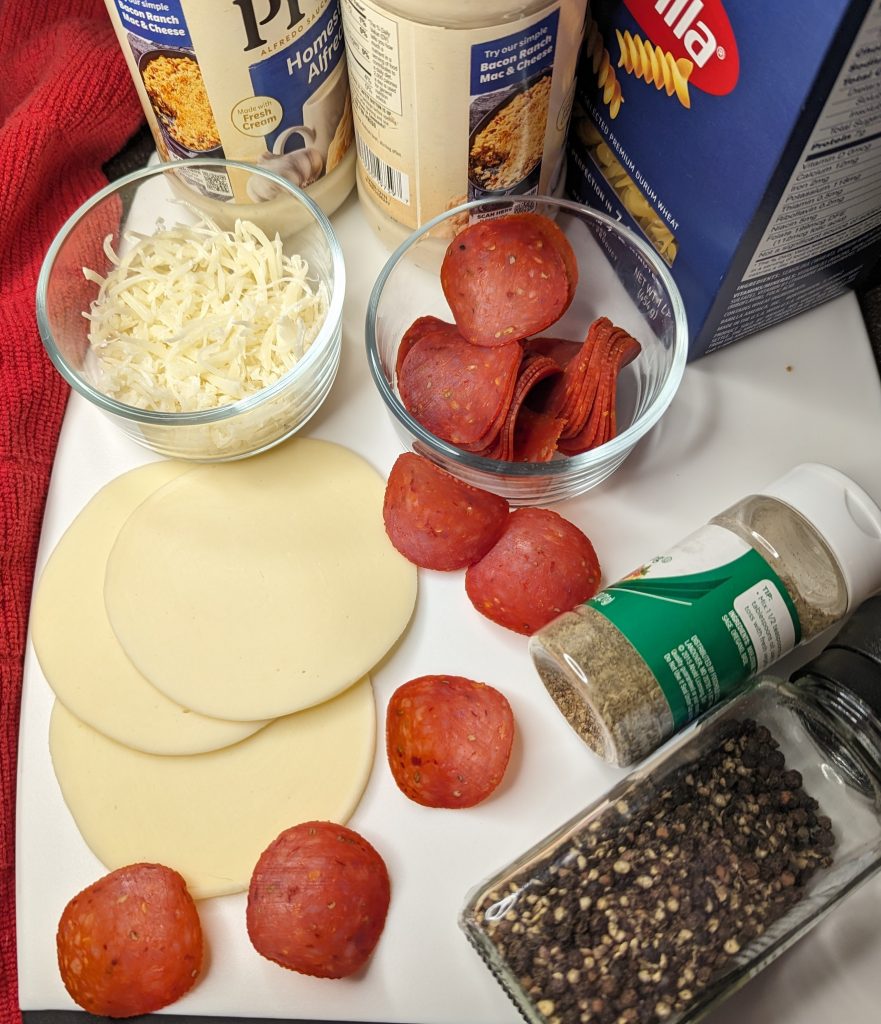 Ingredients for Pepperoni Alfredo Bake