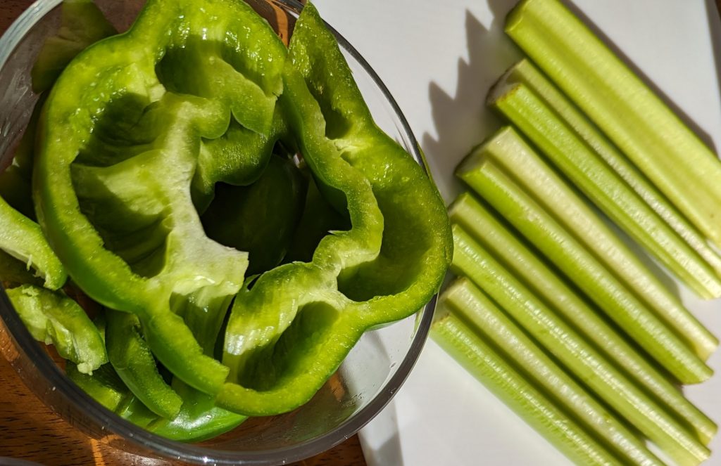 pepper crowns and celery sticks