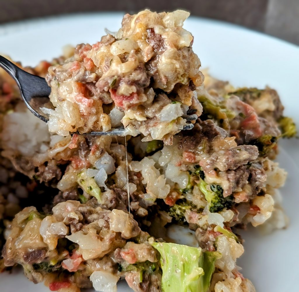 serving of Cracked hamburger hash casserole