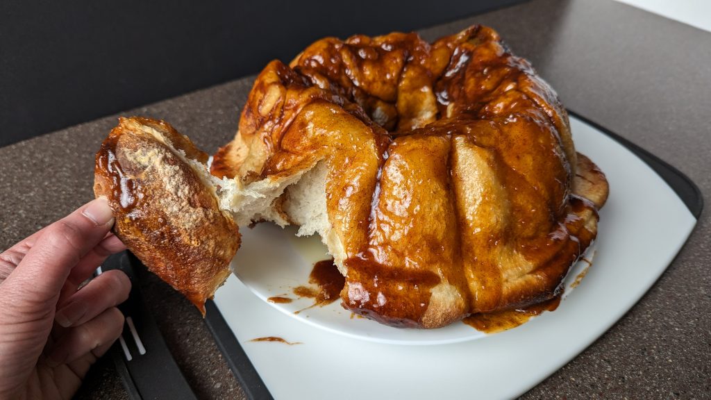 Pulling apart make ahead monkey bread to eat it