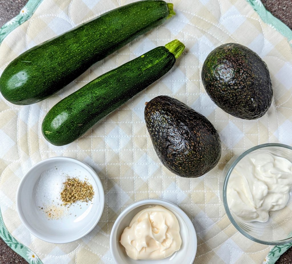 creamy avocado zucchini salad ingredients