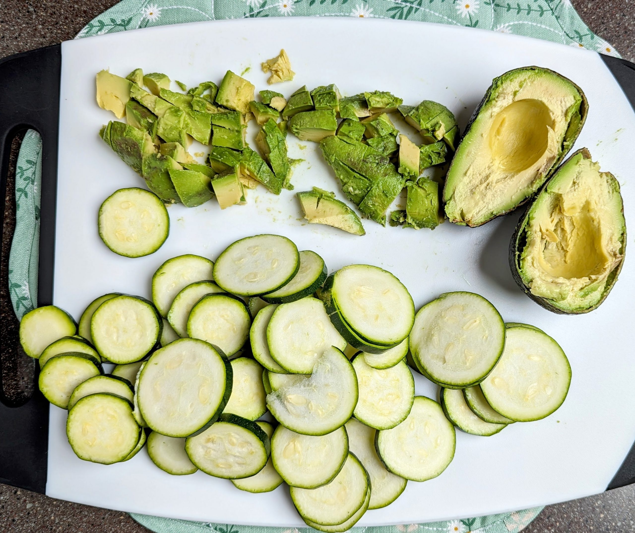 prepared avocadoes and zucchinis