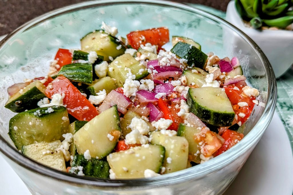 feta added to english cucumber salad