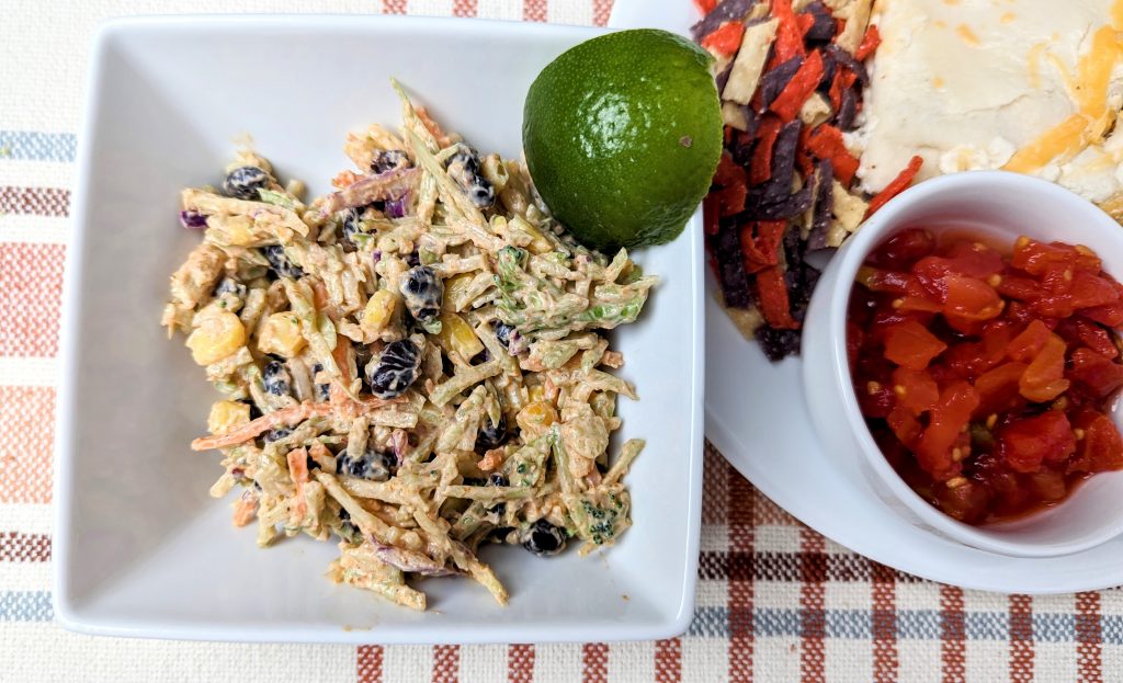 mexican rainbow coleslaw on serving plate