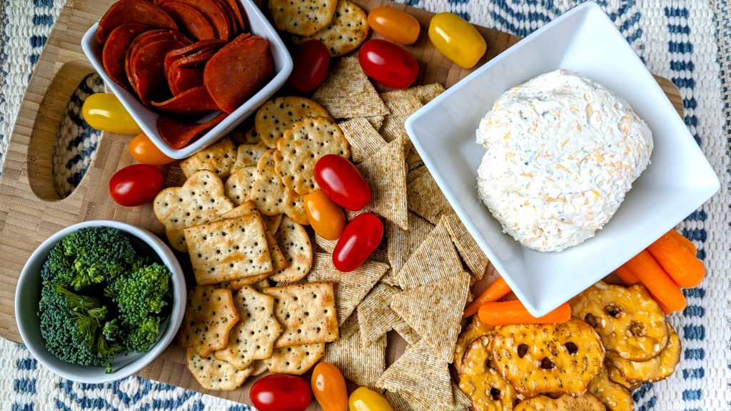 zesty ranch cheese ball serving board