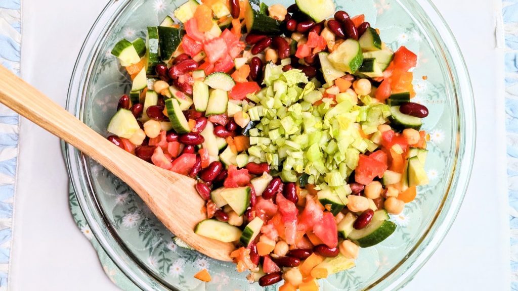 Mediterranean bean salad, a salad and side dish from Kitchen Ready Betty