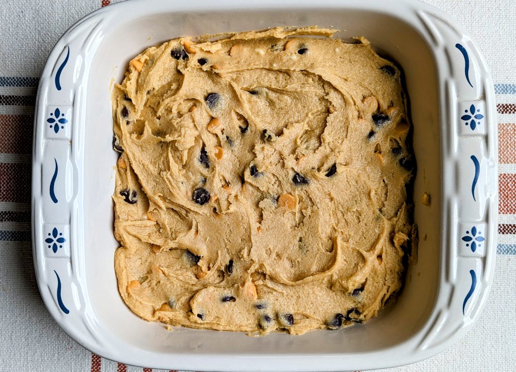 peanut butter butterscotch blondies batter