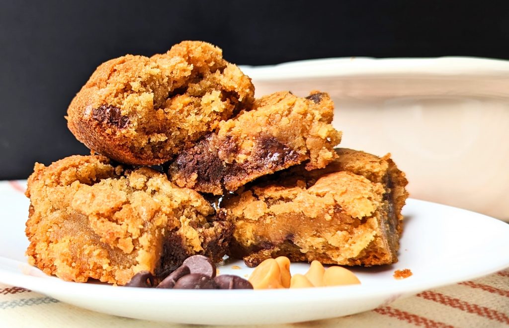 peanut butter butterscotch blondies on server