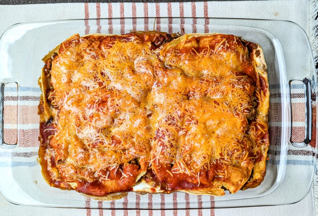 baked three layer cheesy taco bake