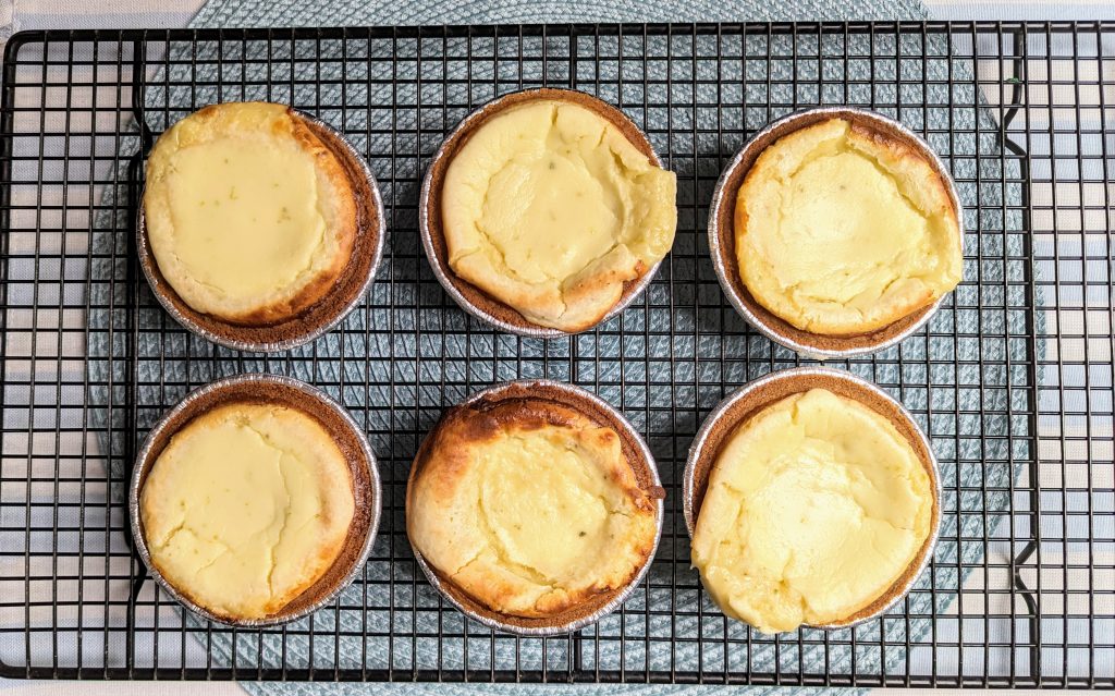 mini lime cheesecakes on wire cooling rack