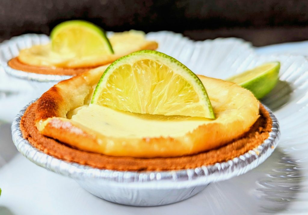 mini lime cheesecake on serving tray