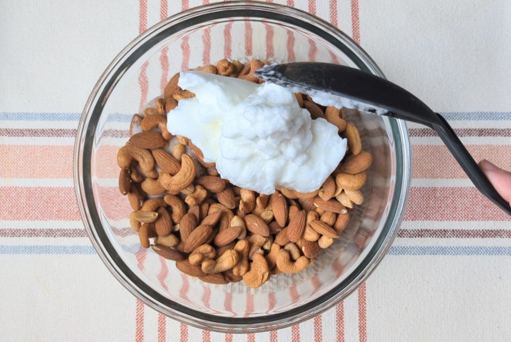 adding egg white mixture to large bowl