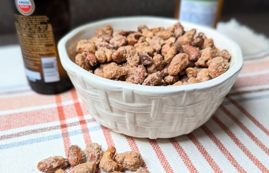 candied mixed nuts in bowl