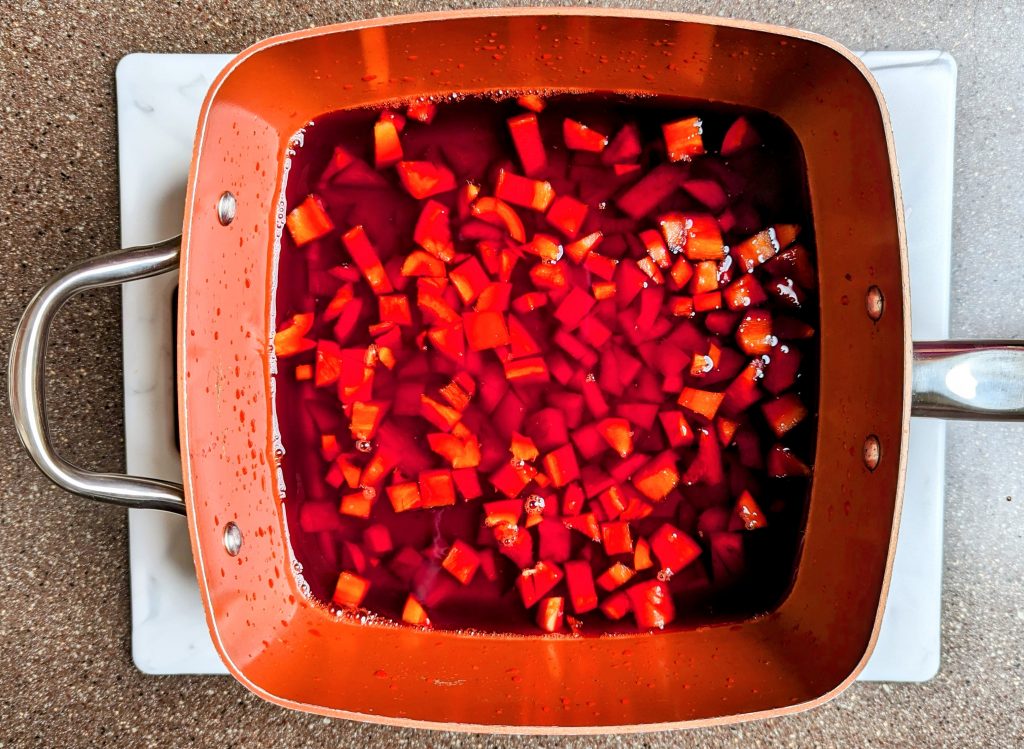 red beets in pan