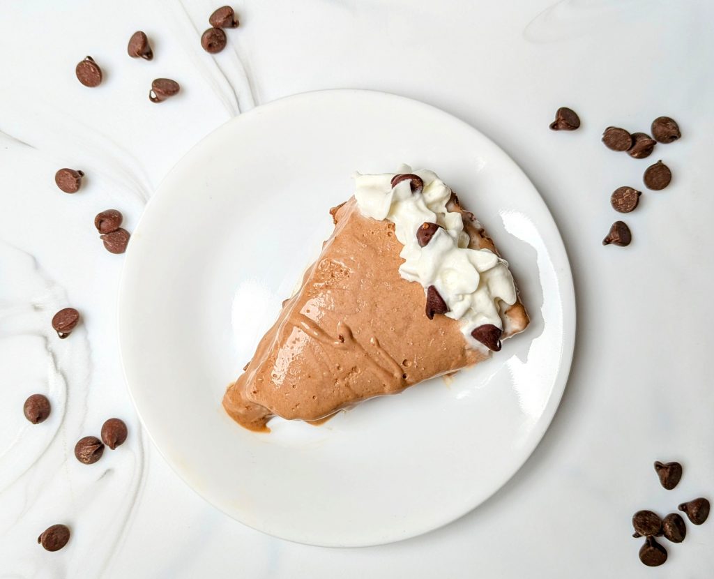 chocolate peanut butter pie on plate