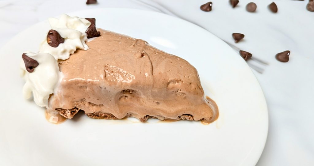 chocolate peanut butter pie on plate