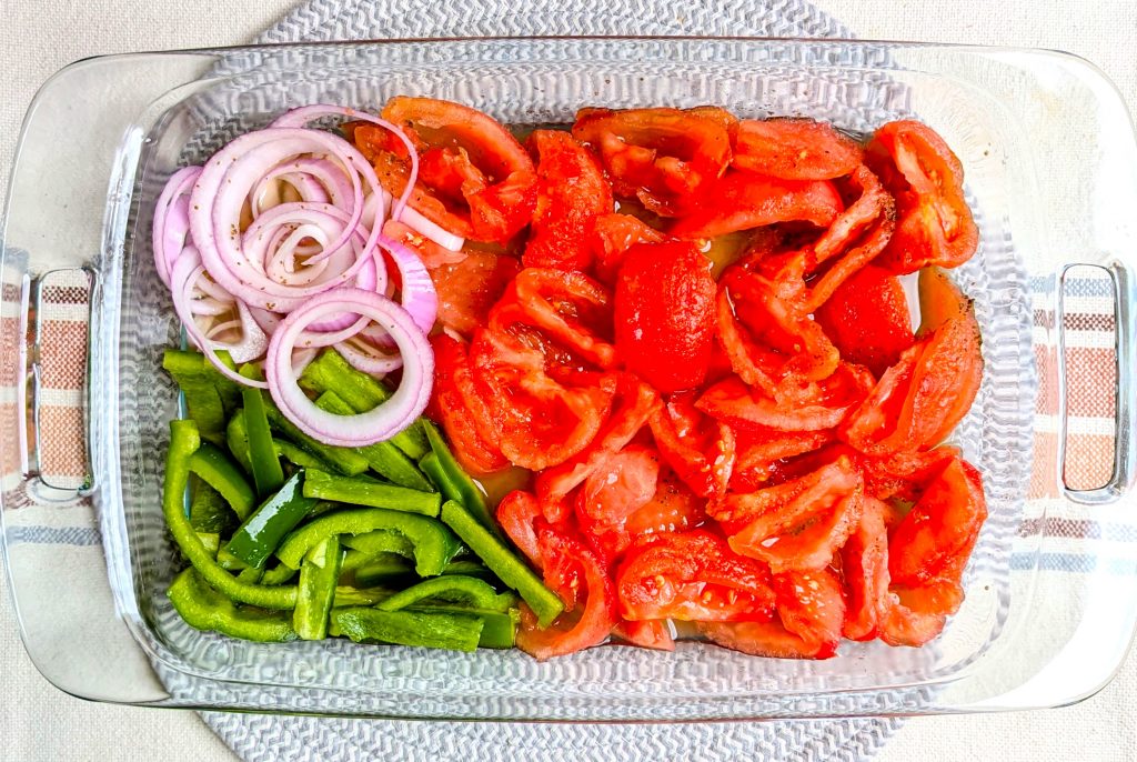 fire and ice tomato salad in dish