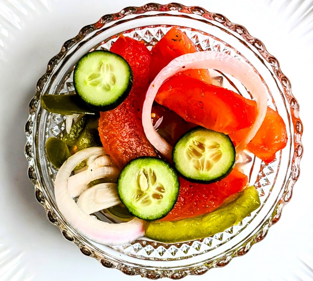 fire and ice tomato salad in bowl