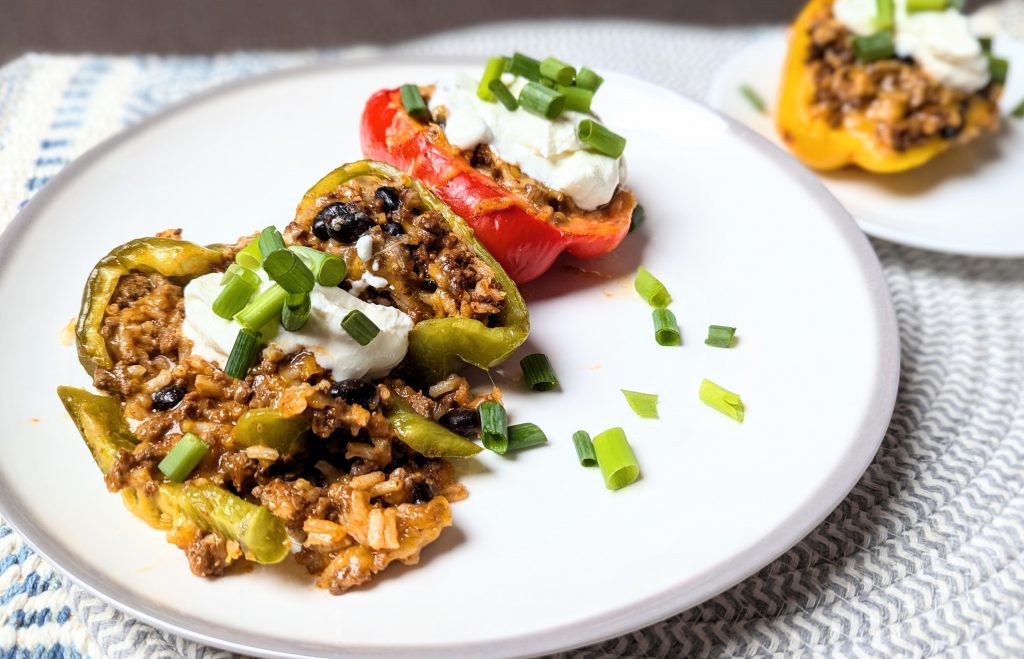 Mexican stuffed peppers on plate