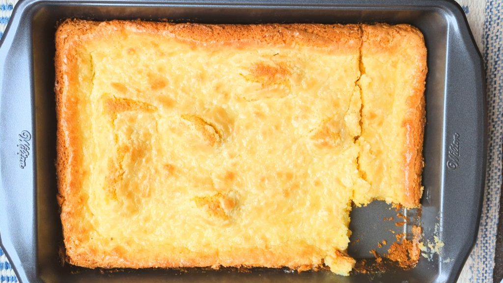 ooey gooey butter cake in pan