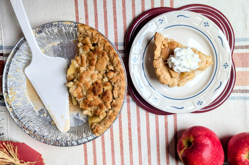 dutch apple crumb pie on plate