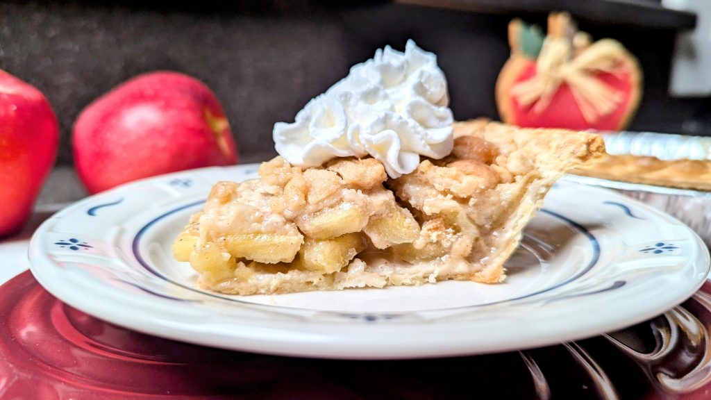 dutch apple crumb pie on plate