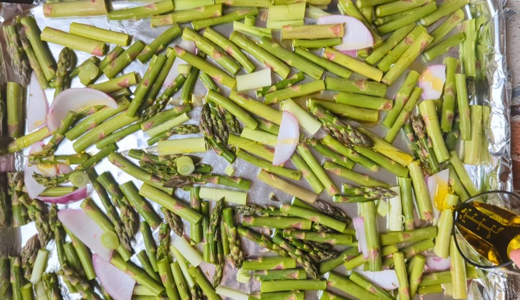 veggies on roasting pan