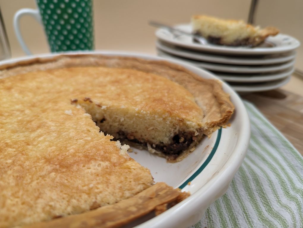 funny cake cut in pie plate