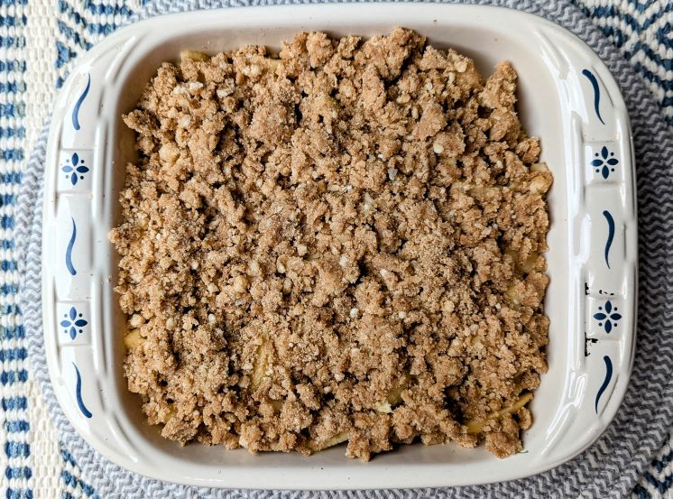 baked apple crisp before going in the oven