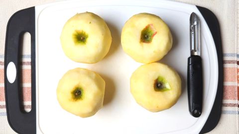 apples on cutting board