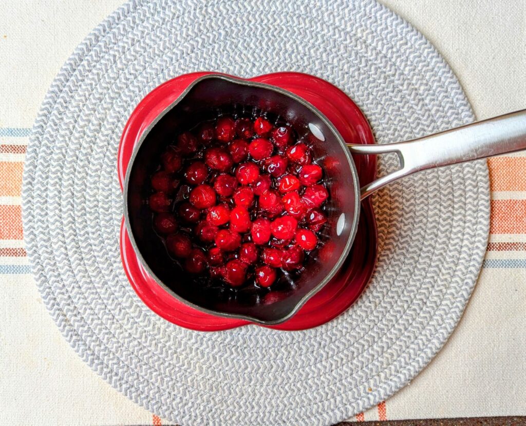 cranberries in pot