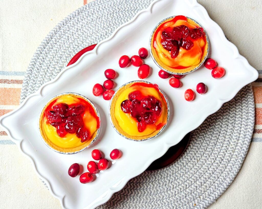 easy cranberry mini pies on serving plate