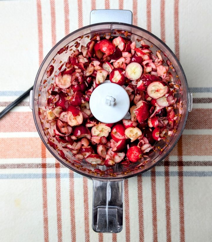 chopping cranberries in food processor