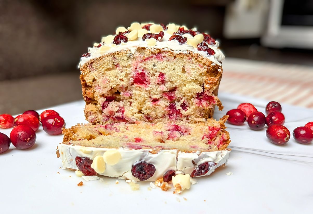 white chocolate cranberry bread loaf