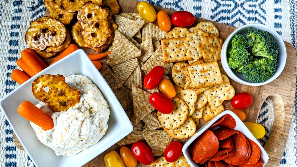 zesty ranch cheese ball on platter