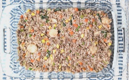 casserole mixture in baking dish