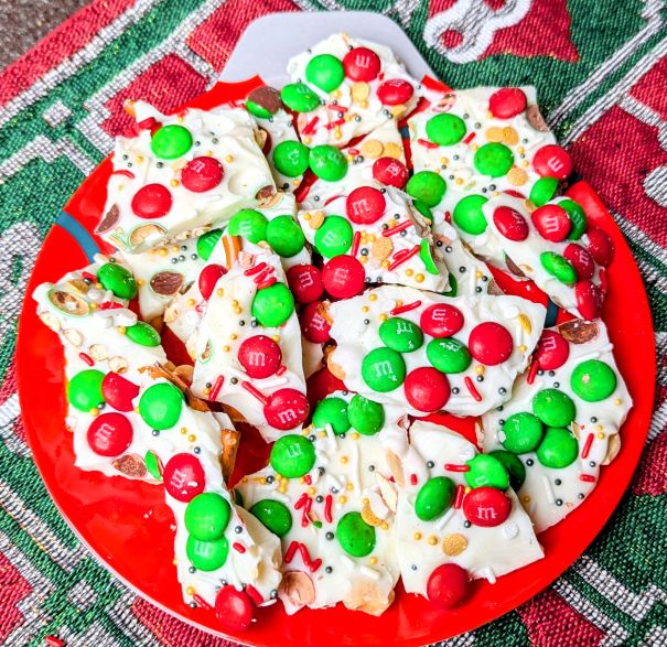 christmas bark on plate