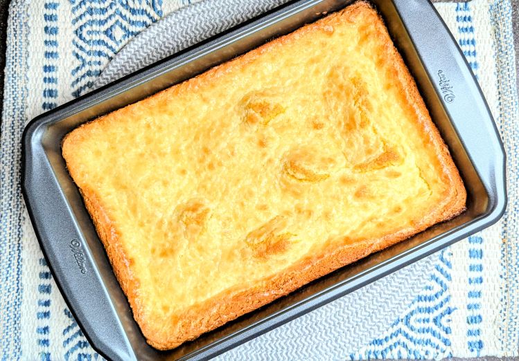 ooey gooey butter cake in pan