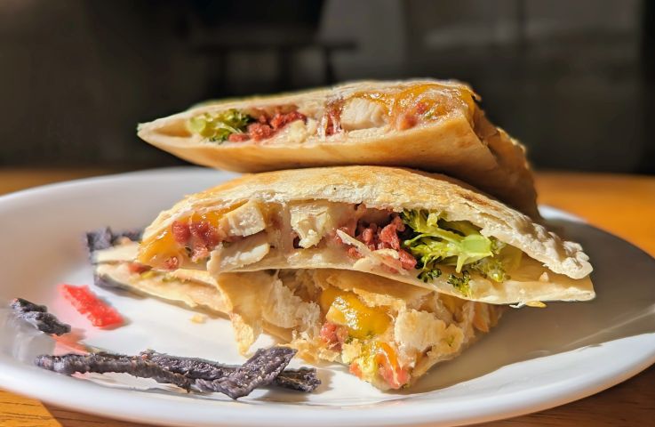 chicken bacon ranch quesadillas on plate