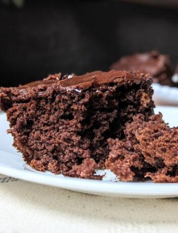 chocolate covered cherry cake serving on plate