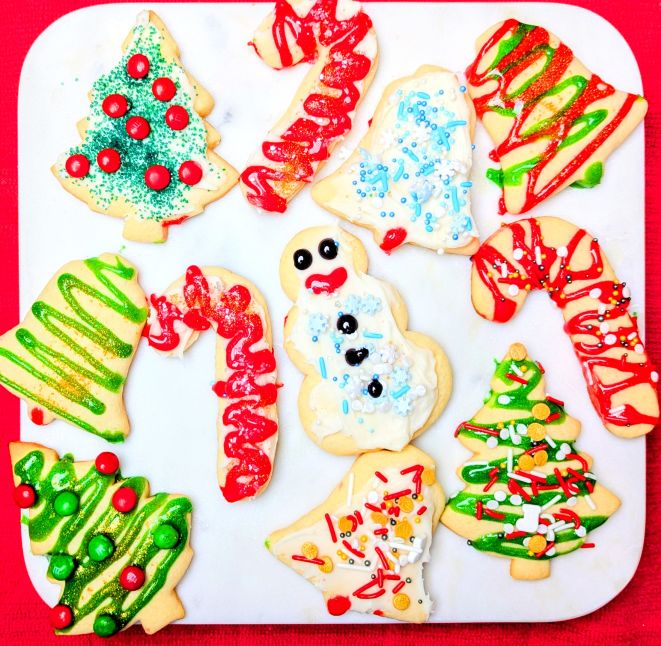 christmas butter cookies on tray