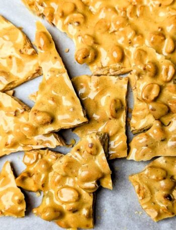 classic peanut brittle on pan