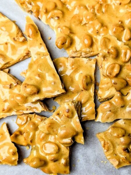 classic peanut brittle on pan