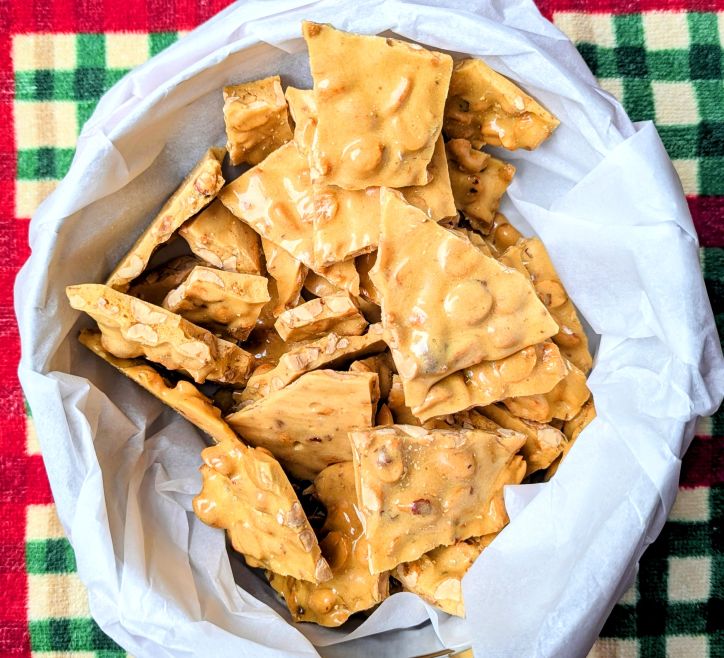 classic peanut brittle in tin