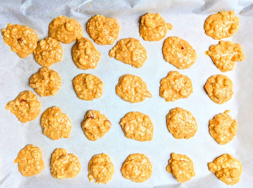 peanut clusters on parchment paper