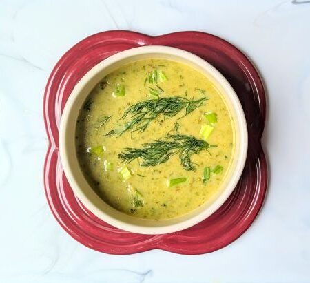 cream of roasted asparagus soup in bowl