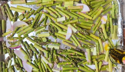 veggies on roasting pan