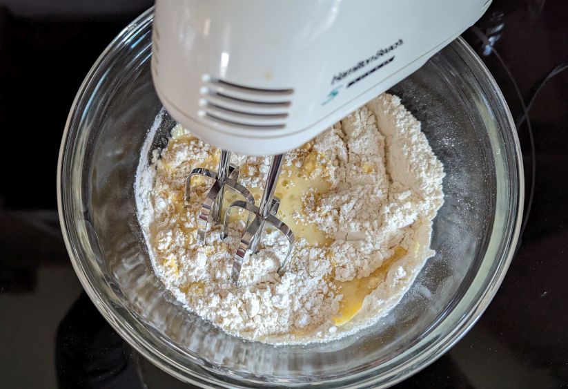 mixing cake ingredients