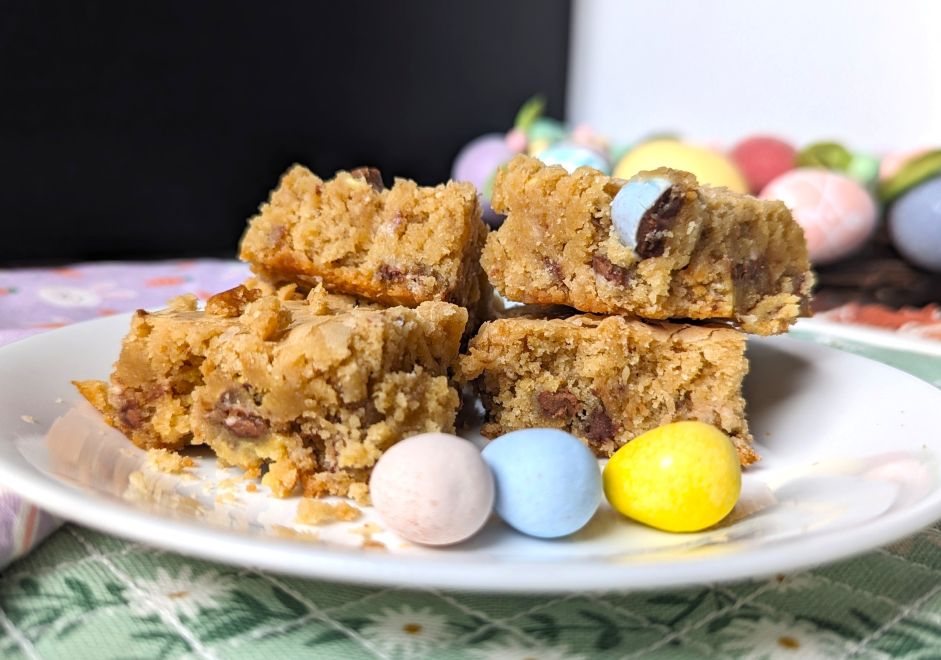 mini egg bars on plate